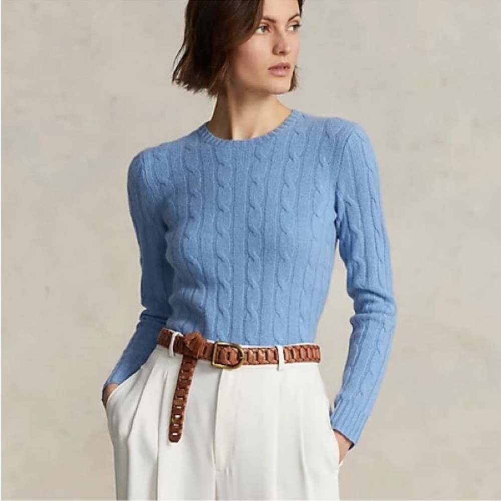 ralph lauren black label cashmere cableknit sweater medium Slim